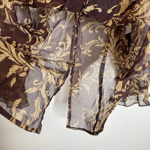 Miss Dorby Petite Brown Sheer Ruffle Blouse Top Size Medium Petite - Picture 6 of 12